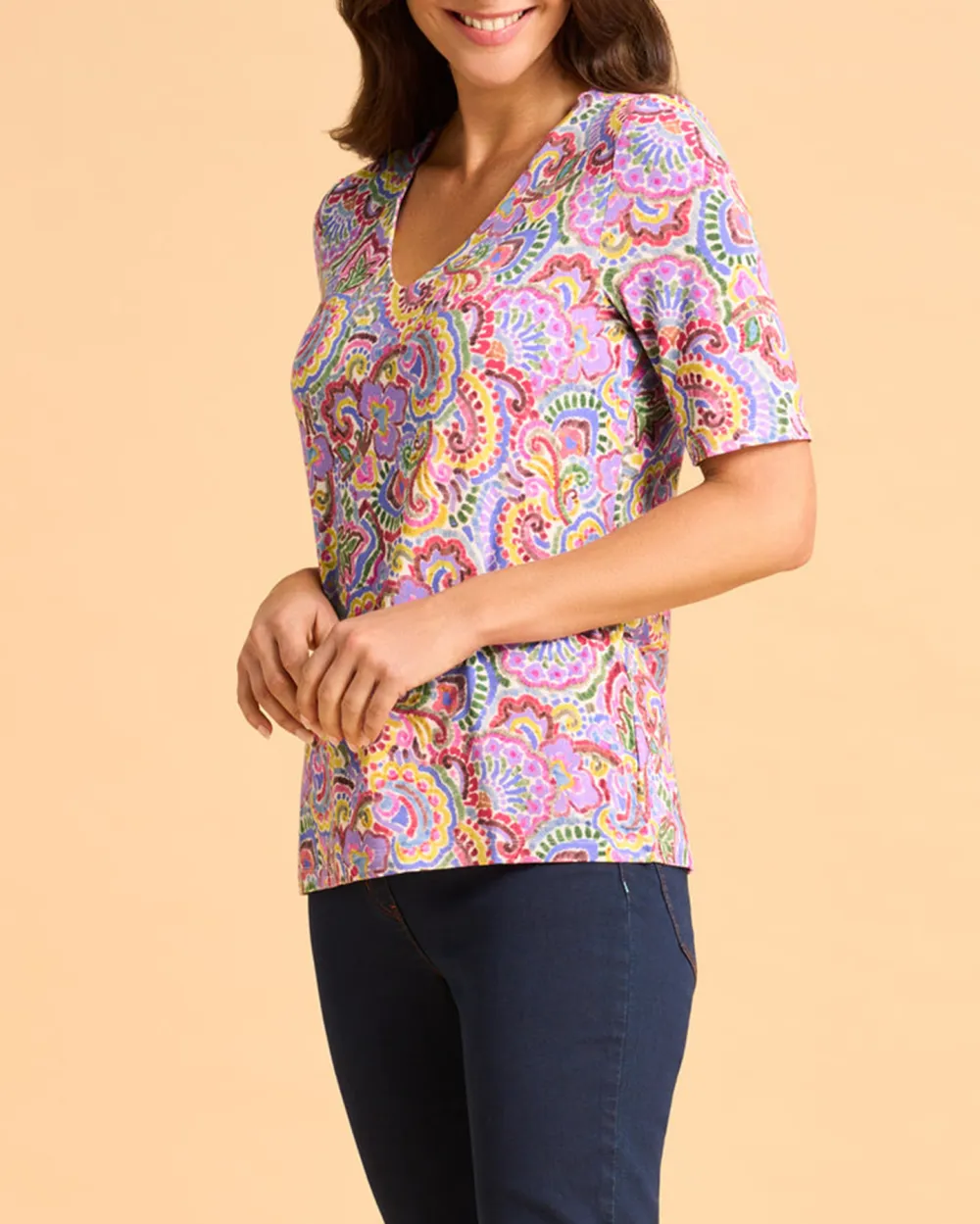 1/2 Sleeve V-Neck Tee