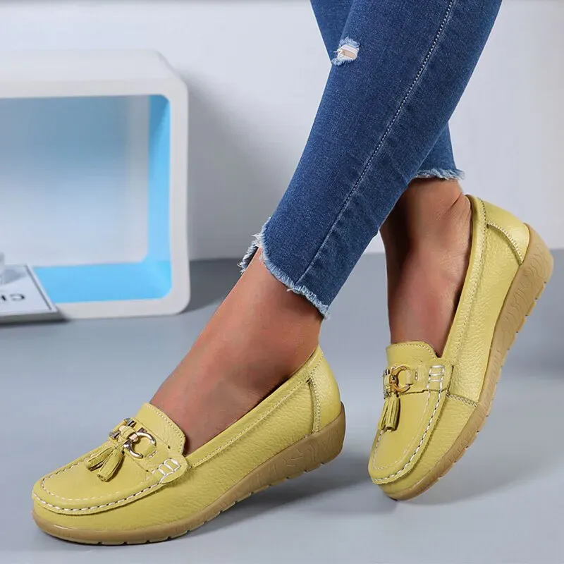 Women Flats Ballet Leather Breathable  Casual  Shoes