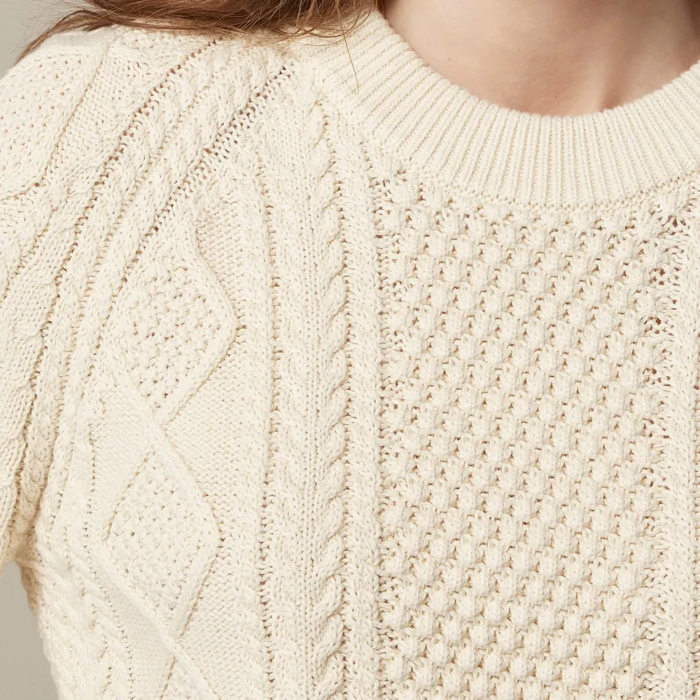 Cotton Cable-Knit Crewneck Sweaters
