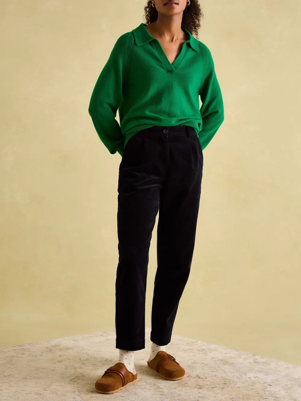 V Neck Stripe Jumper with Collar