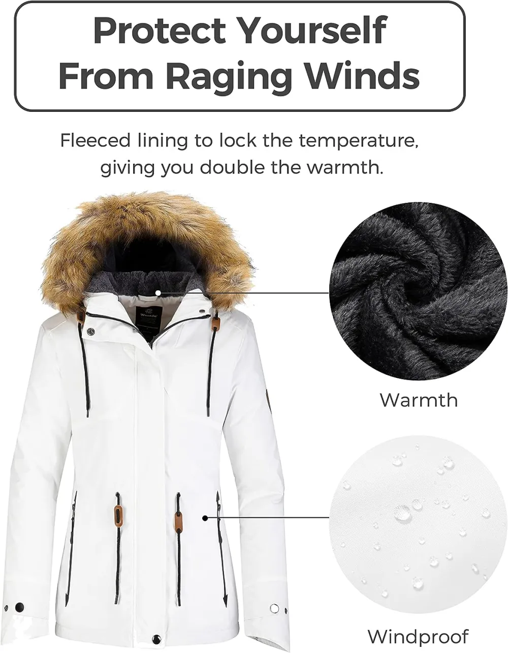 Women's Waterproof Ski Jacket Hooded Winter Snow Coat Mountain Snowboarding Jackets Insulated Fleece Parka