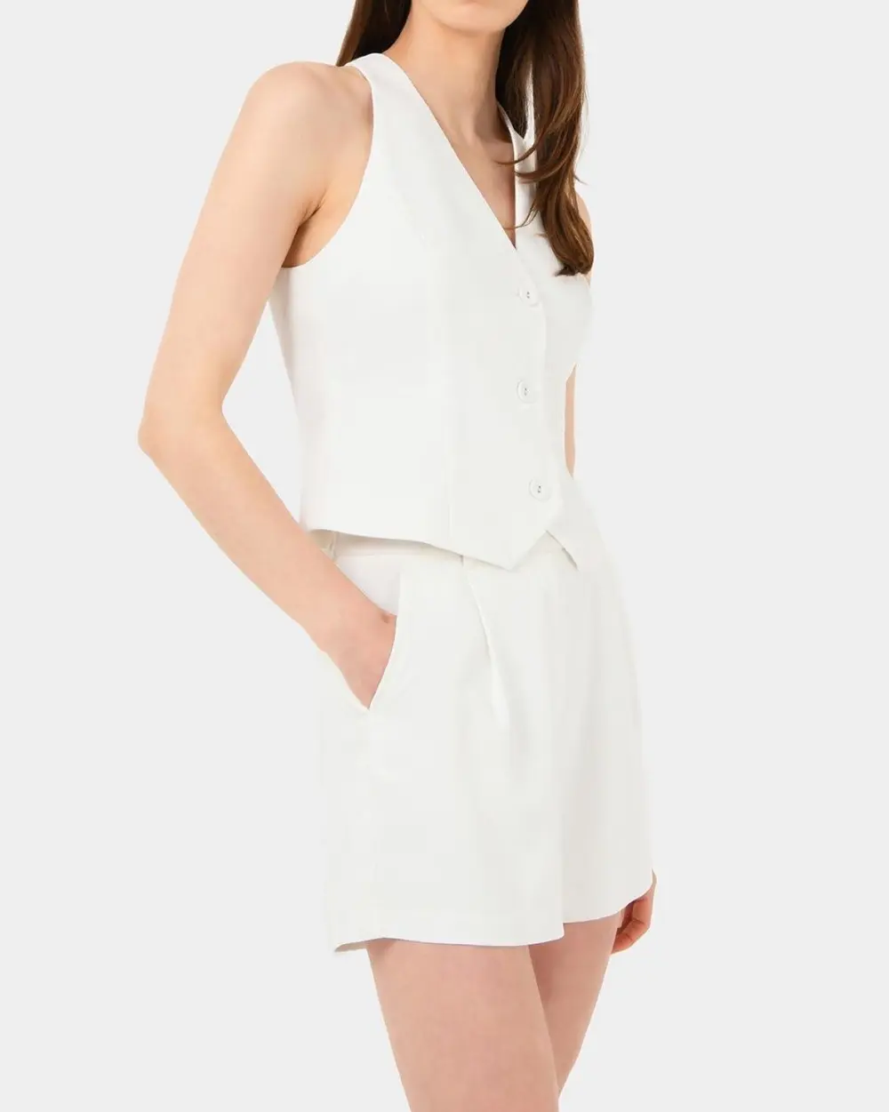 Pleat Front Short -Lvory