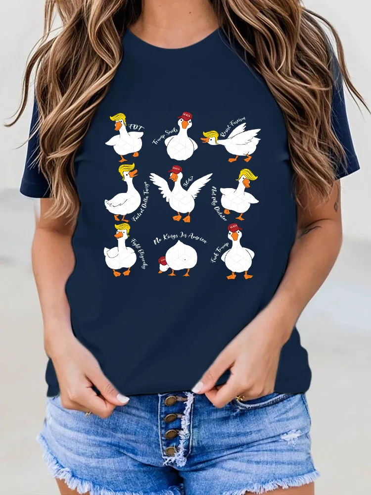 Women's Short Sleeve Round Neck Pure Cotton T-Shirt