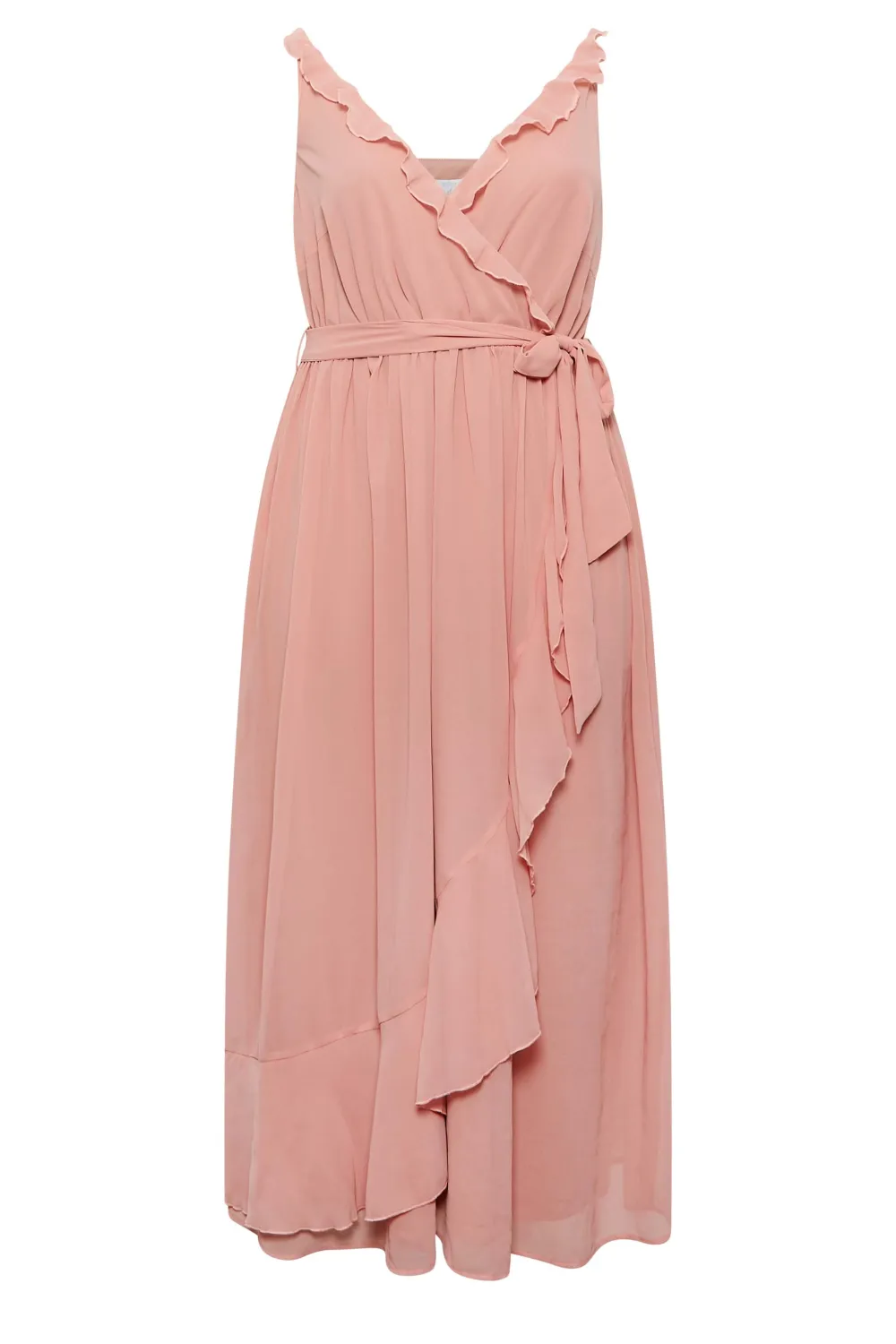 YOURS LONDON Curve Pink Ruffle Wrap Dress