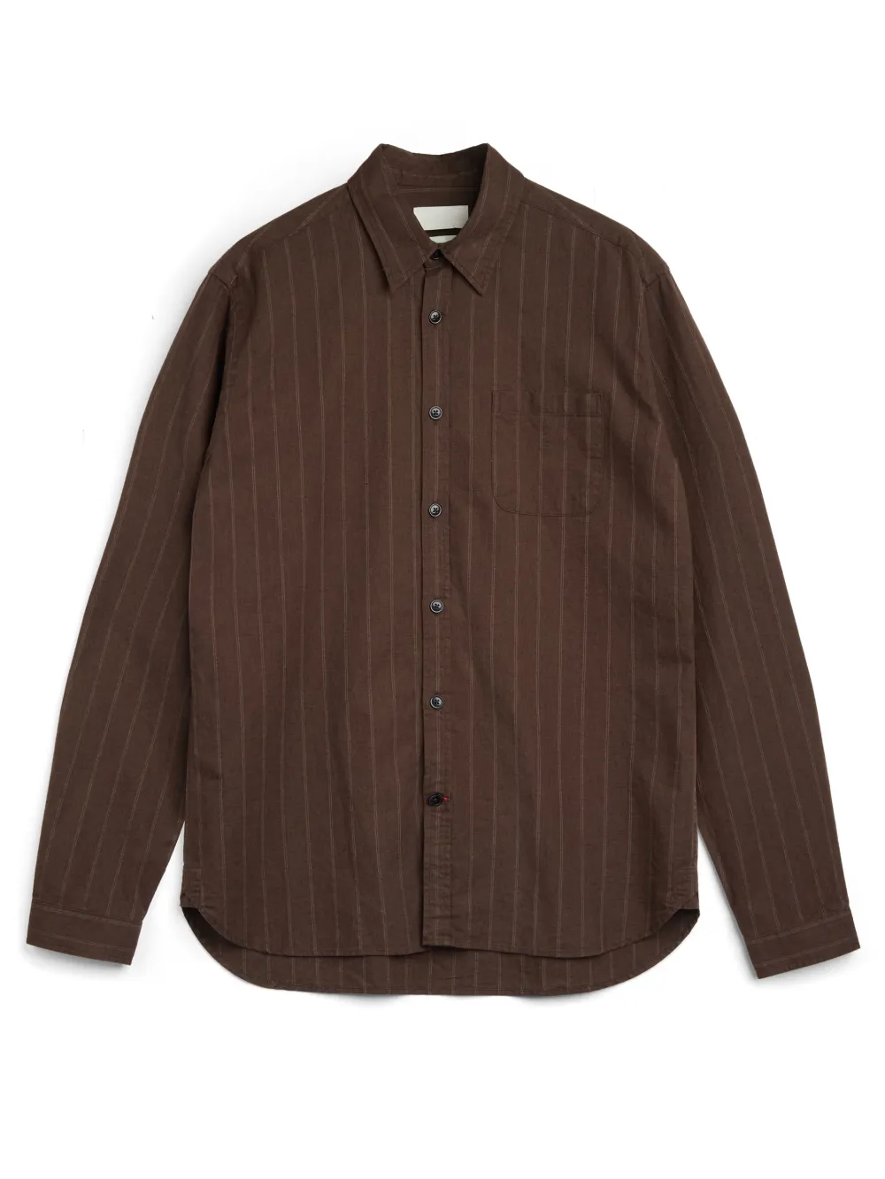 Casual Style Long Sleeve Brown Cotton-Linen Shirt