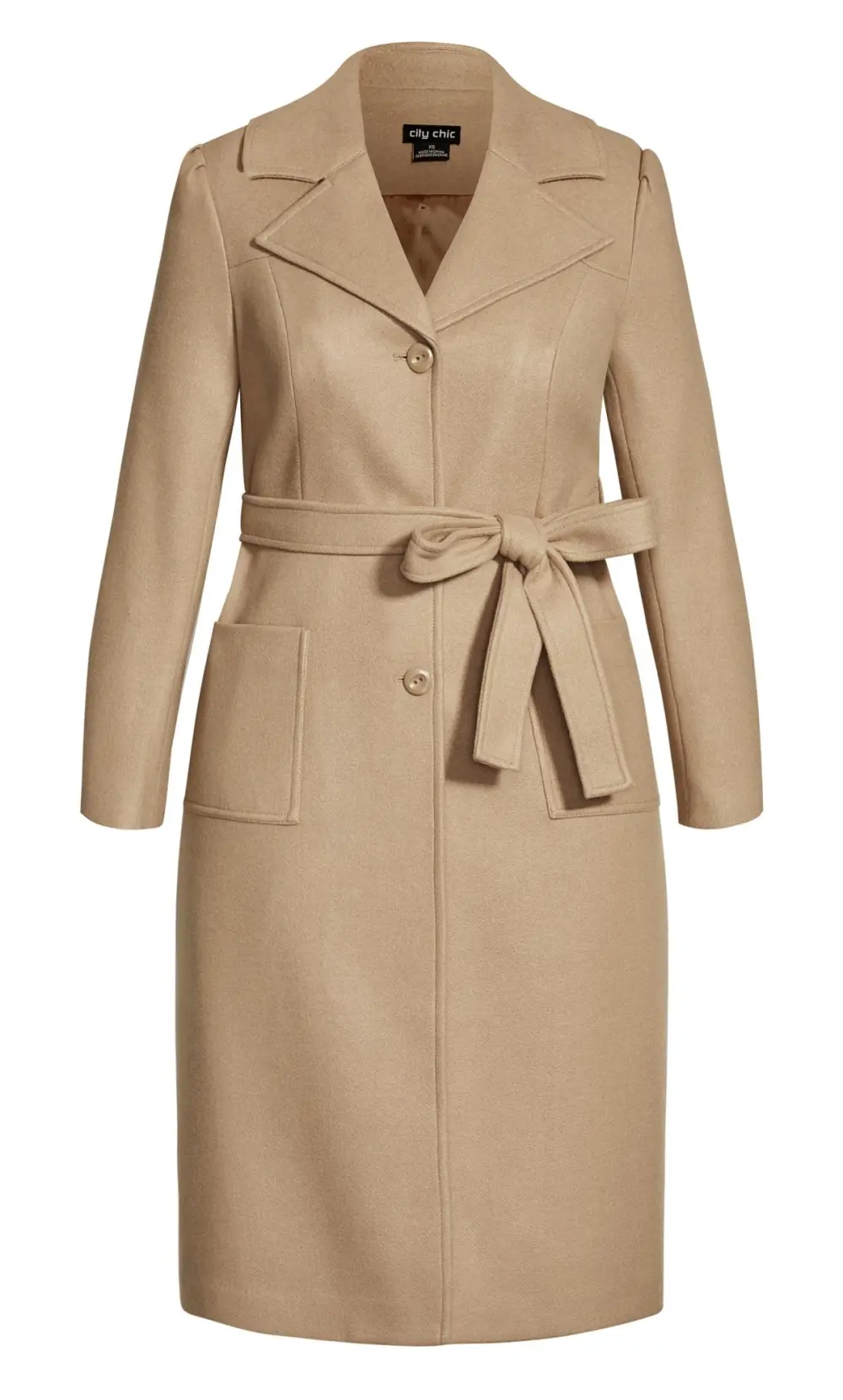 Evans Beige Brown Wool Blend Trench Coat