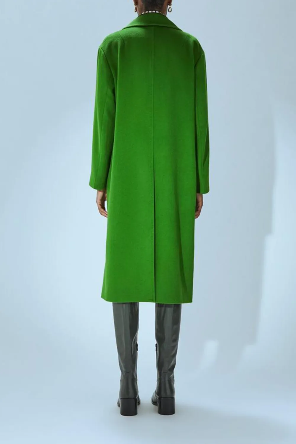 Green Double Breasted Long Wool Coat