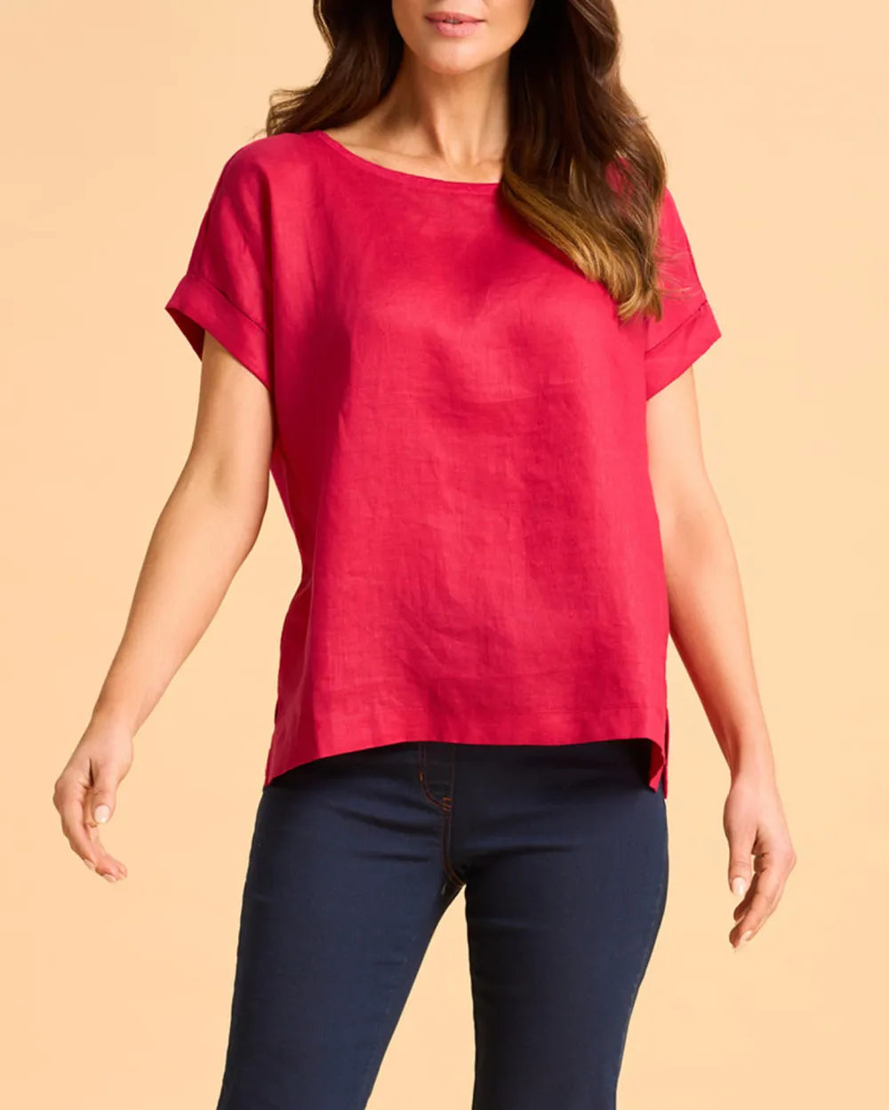 Loose Fit Short Sleeve Linen Top