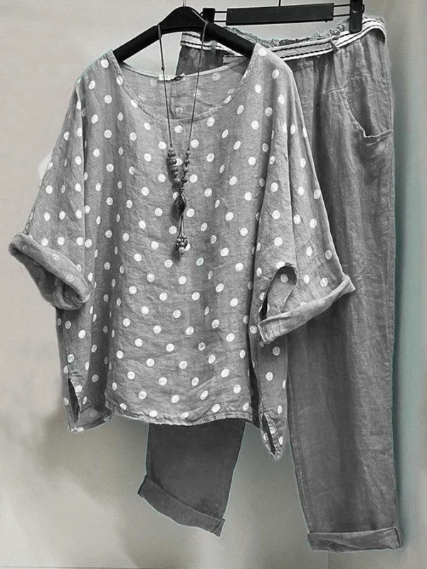 Women's fashion polka dot print suit