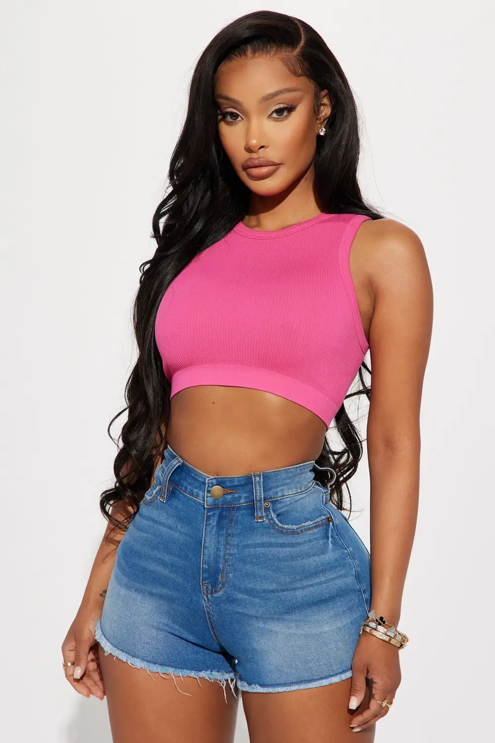 Jackie Seamless Crop Top - Fuchsia