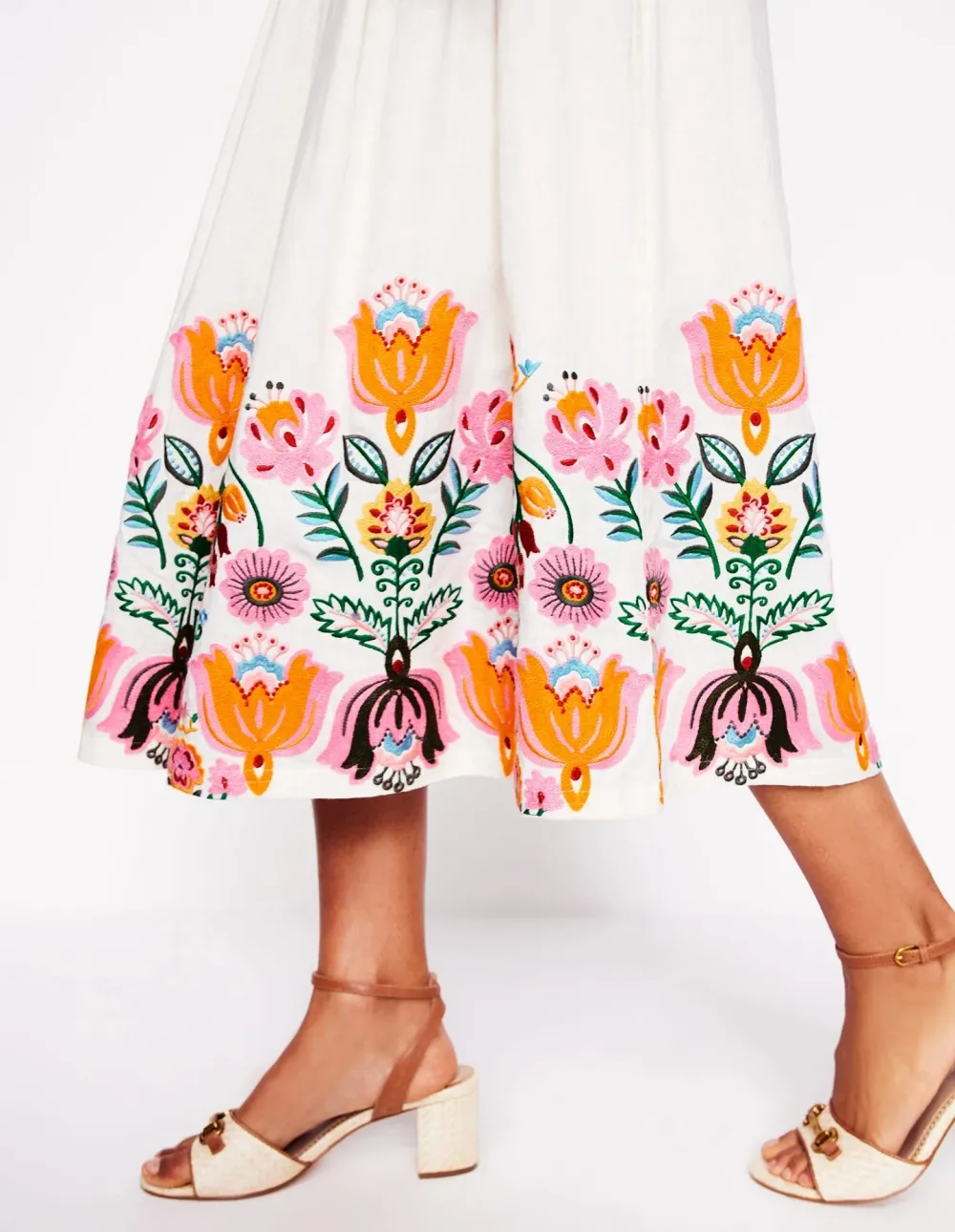 Verity Embroidered Linen Skirt