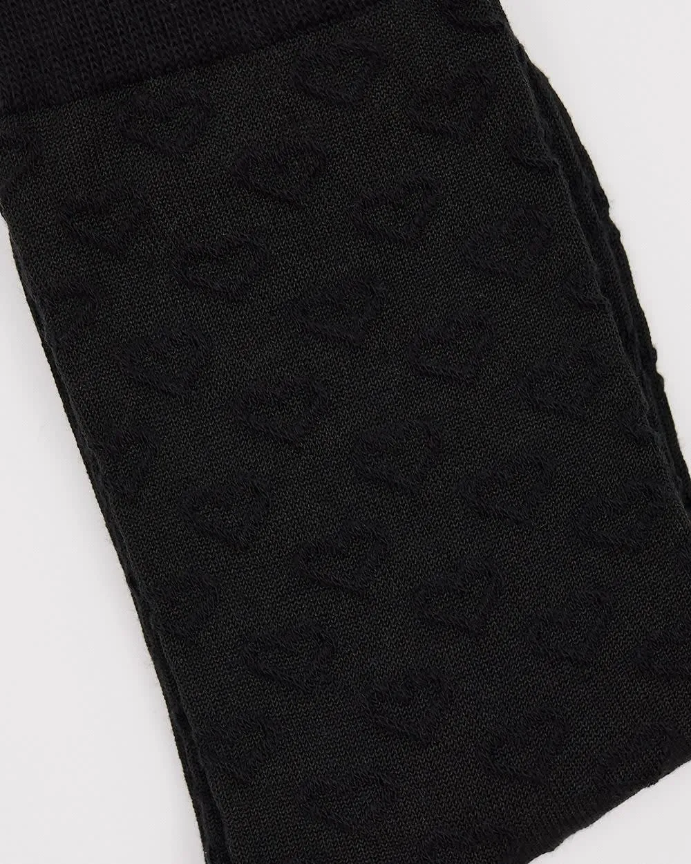 Cotton Socks With Textured Hearts And Scalloped Hems