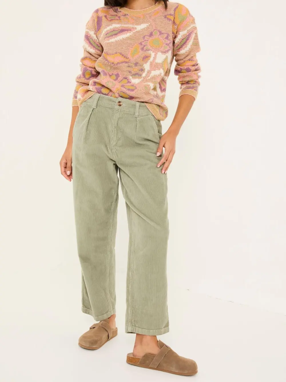 Cinnamon Light Green Cord Trousers