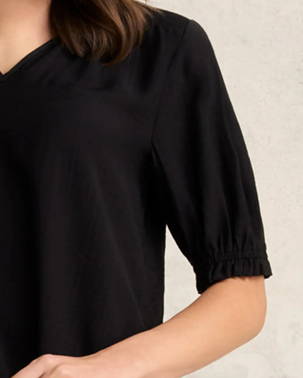 Puff Sleeve V Neck Blouse