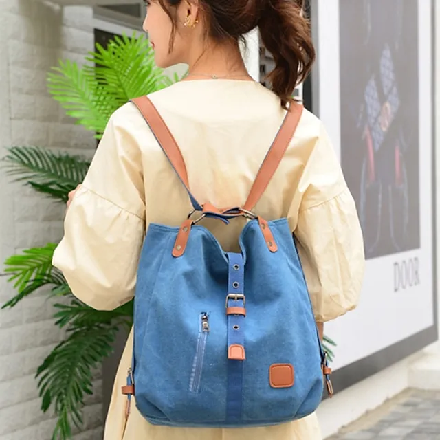 Women's Crossbody Bag Canvas Daily Date Zipper Solid Color Red Blue