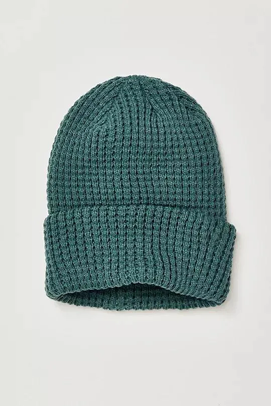 TEAL RIBBED KNIT BEANIE