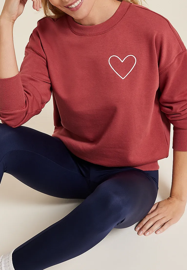 Scattered Hearts Crew Neck Relaxed Fit Sweatshirt