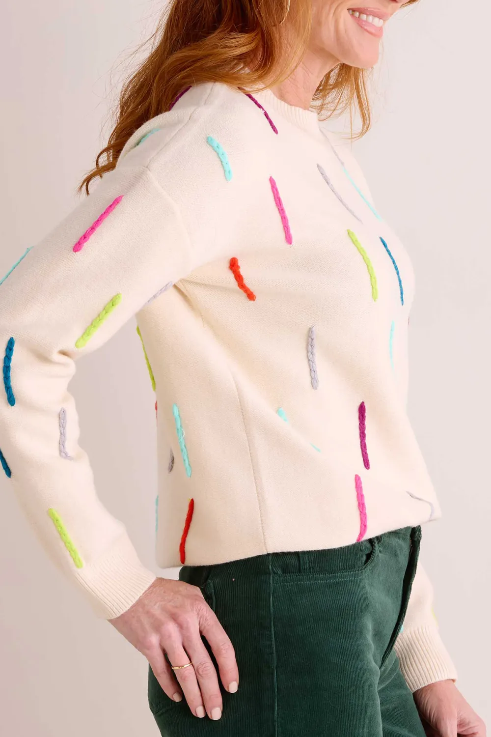 Multicolor Braided Details Sweater