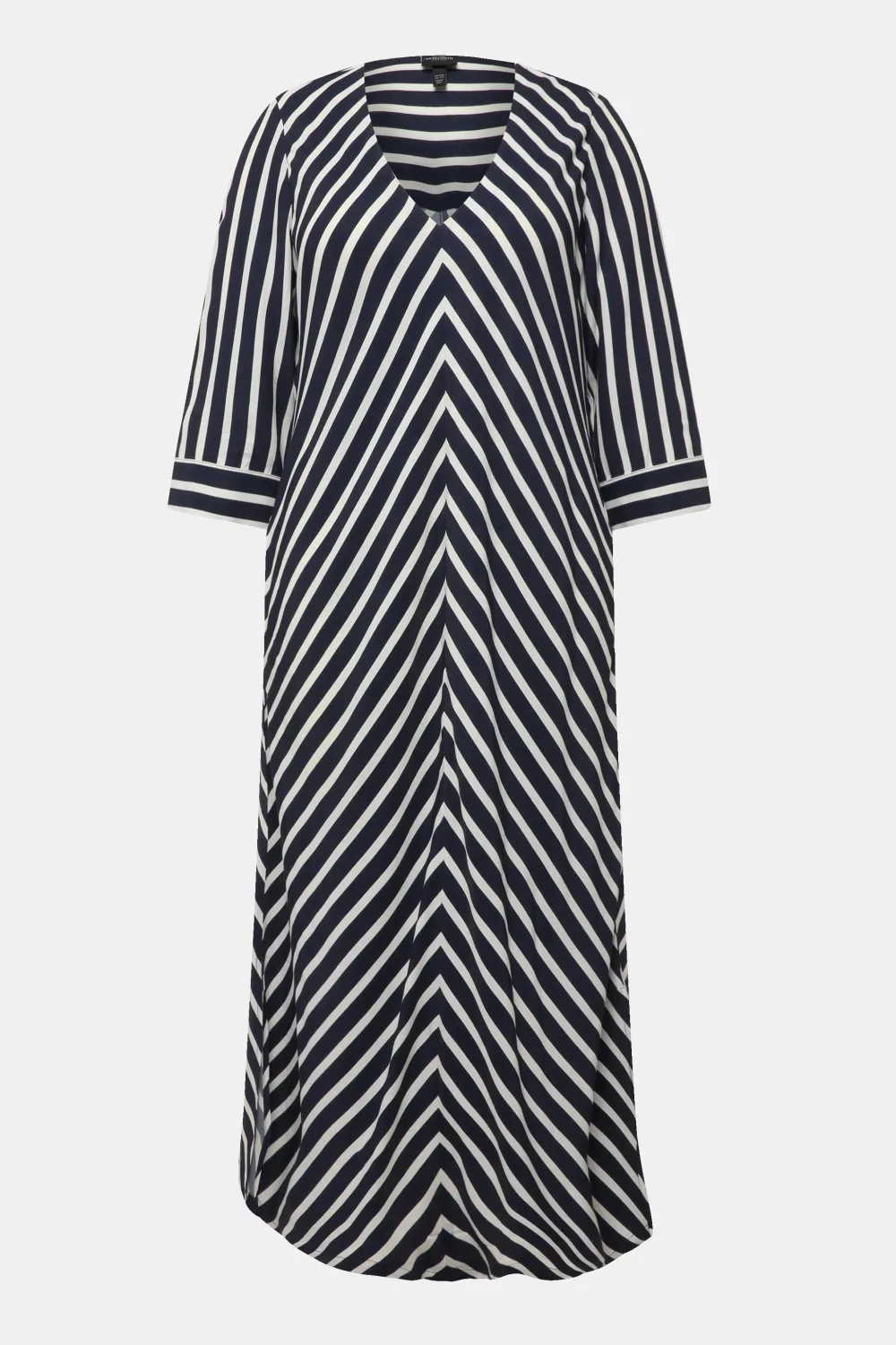 Midikleid Streifen A-Linie V-Ausschnitt 3/4-Arm