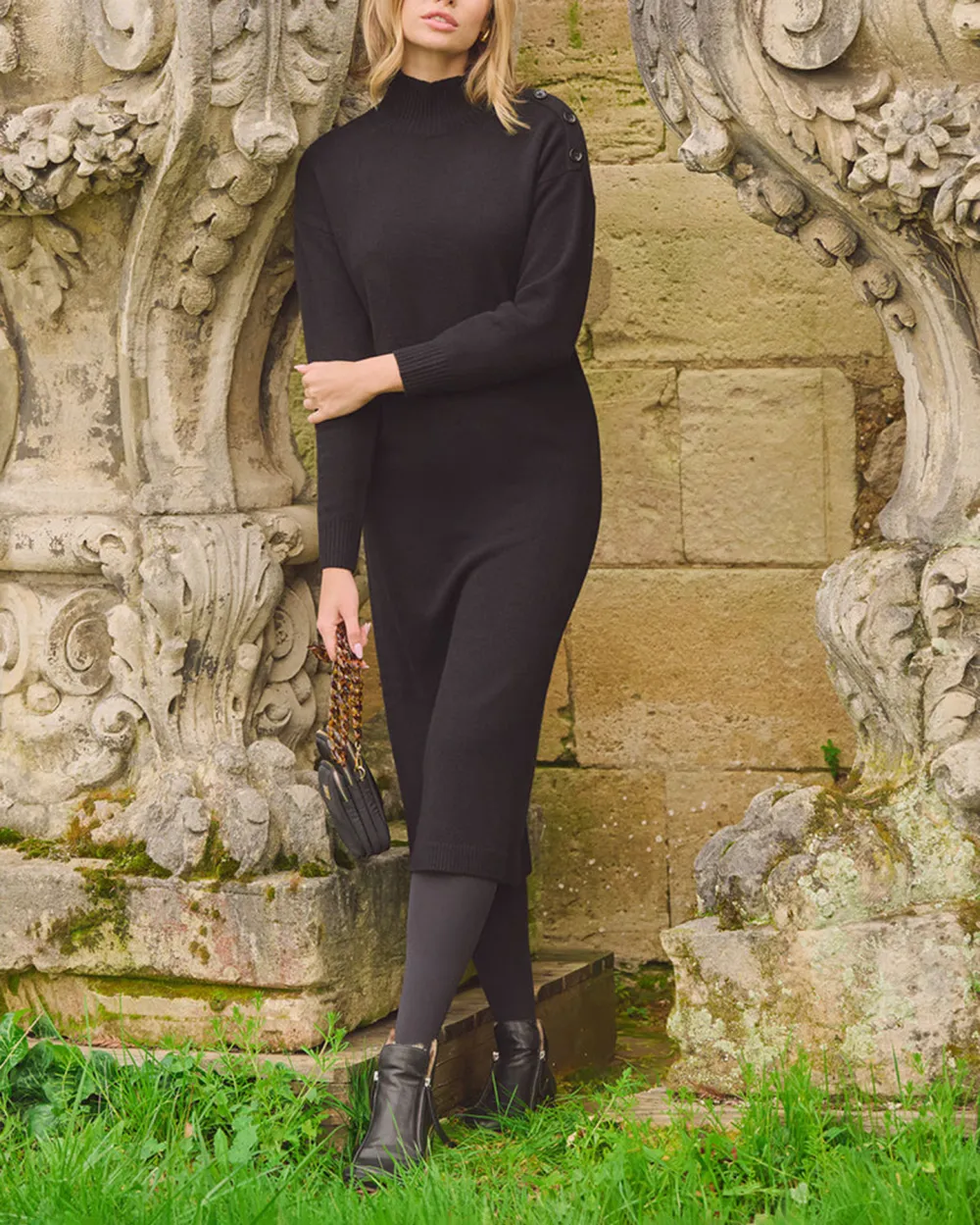 Button Detail Jumper Dress