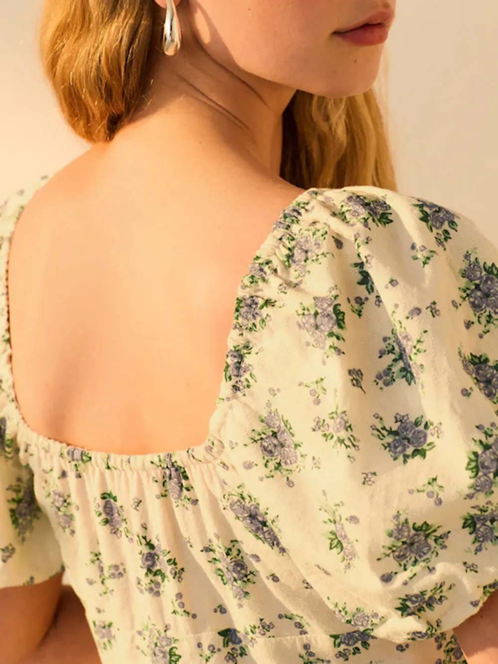 Summer Fresh Bubble Sleeve Pure Cotton Dress