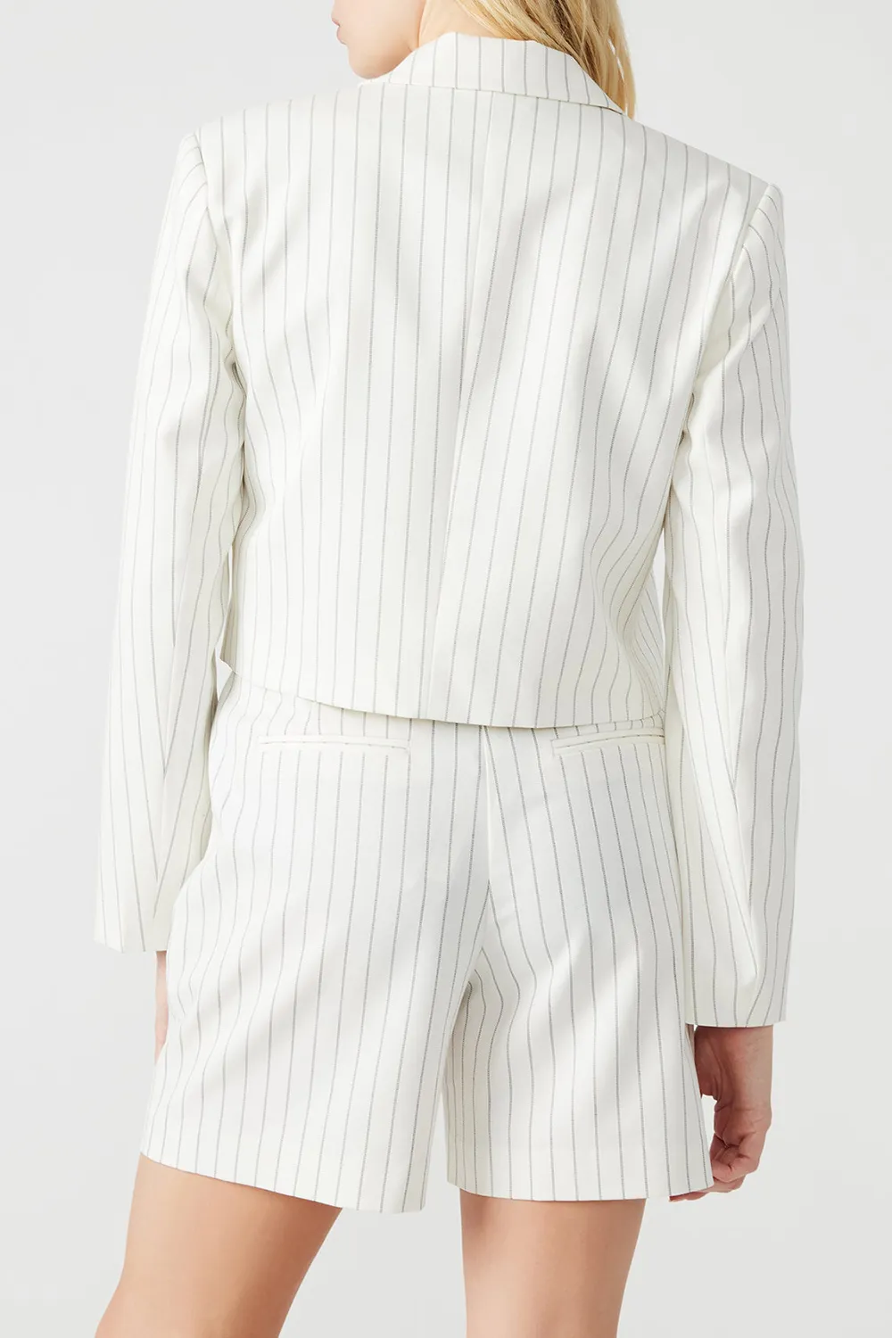 V NECK CROPPED BLAZER BROWN