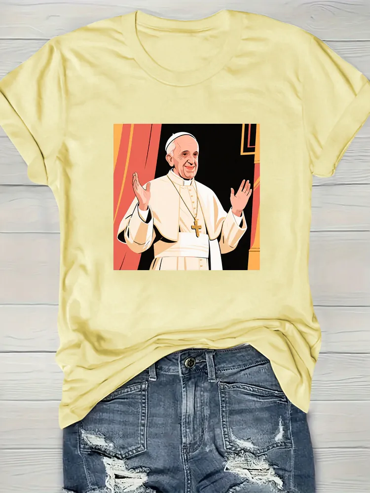 Women's I Love PF God Never Tires Of Forgiving Us Print Short Sleeve Round Neck Cotton T-Shirt