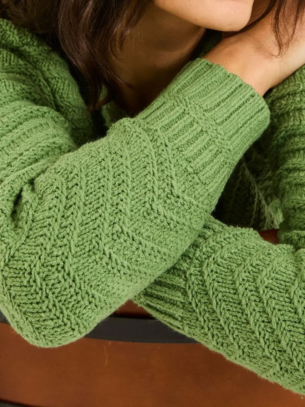 Mid Green Jessie Textured Knitted Jumper