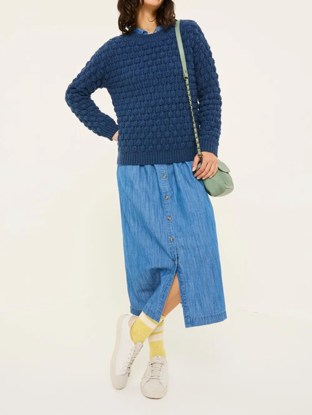 Navy Bea Bobble Knitted Jumper