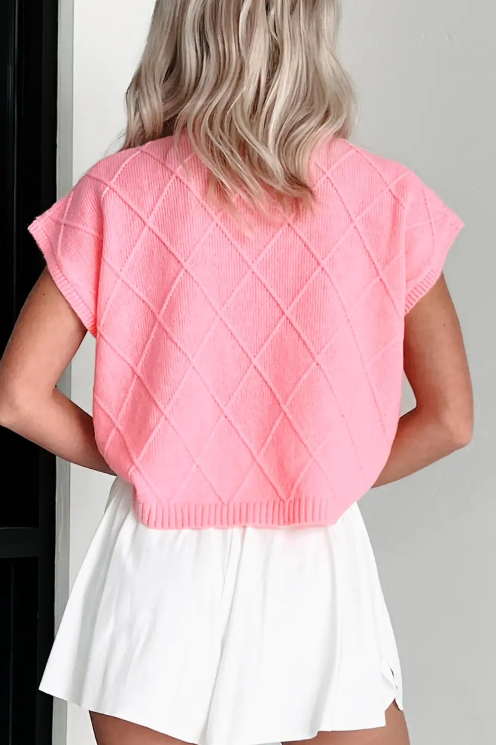 Pink Diamond Knit Sweater Top