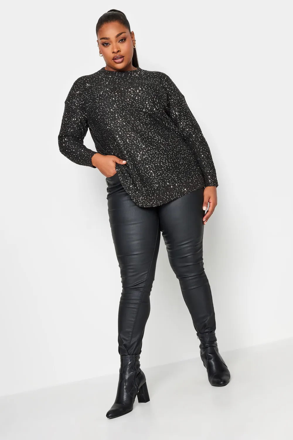 YOURS Curve Black Sequin Embellished Jumper