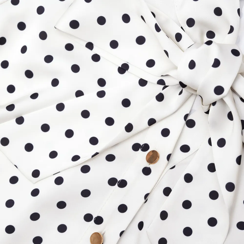 Cream Polka Dot Satin Blouse