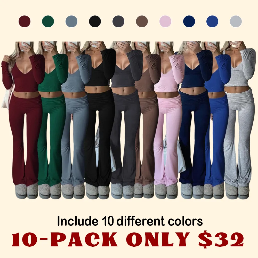 Slim-Fit Crop Top & Pants Two-Piece Set