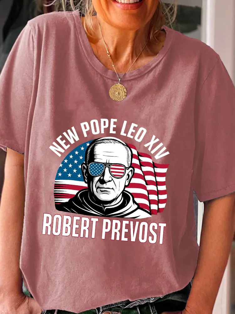 Women'S Honoring The New Pope Leo Xiv Round-Neck Short-Sleeved T-Shirt