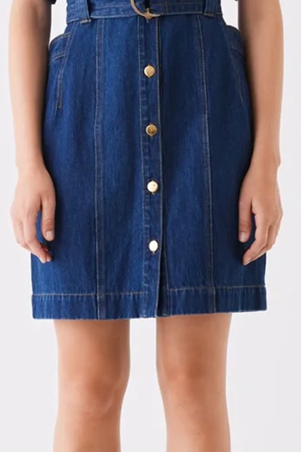 Indigo Belted  Mini Denim Dress