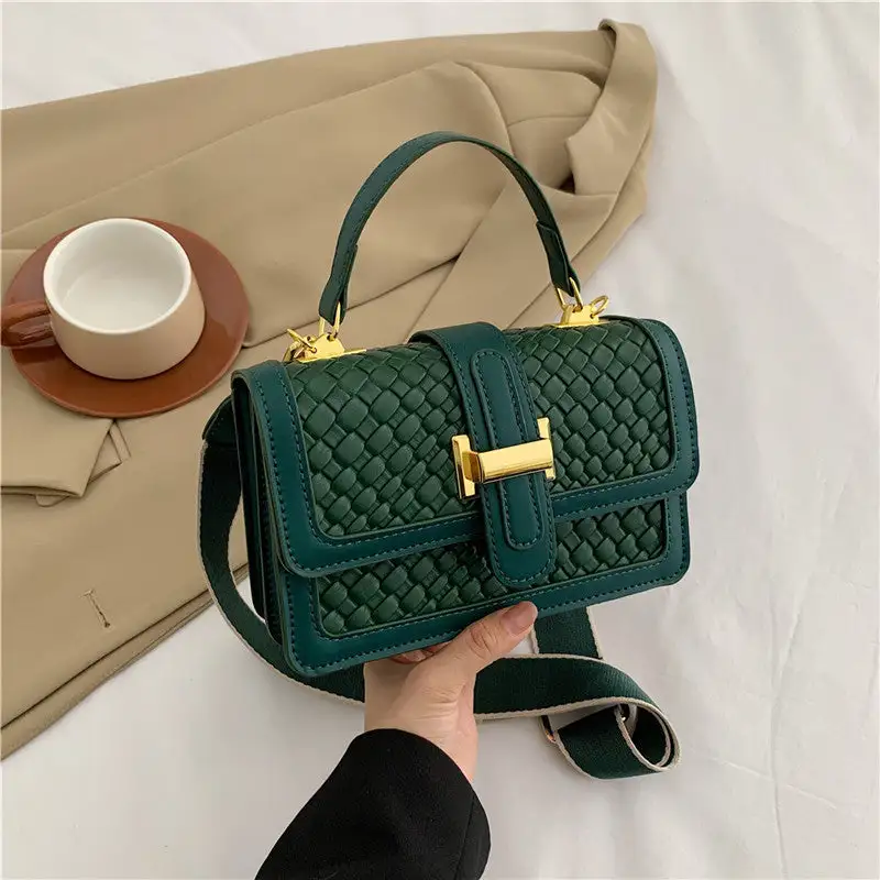 Compact Faux Leather Square Satchel Bag