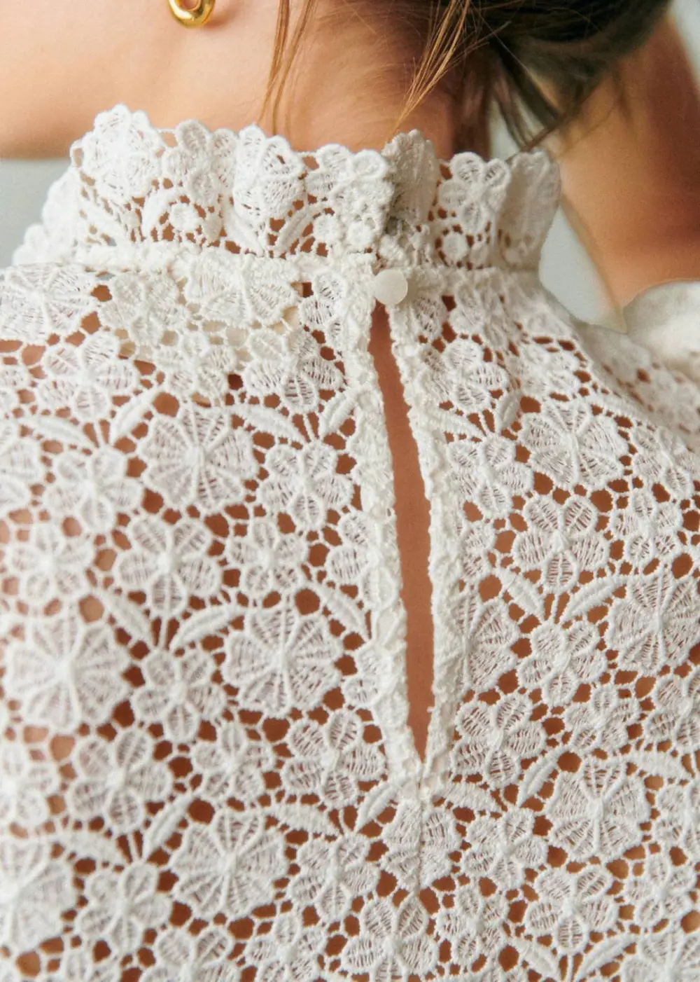 Hollow Lace Short-Sleeved Shirt