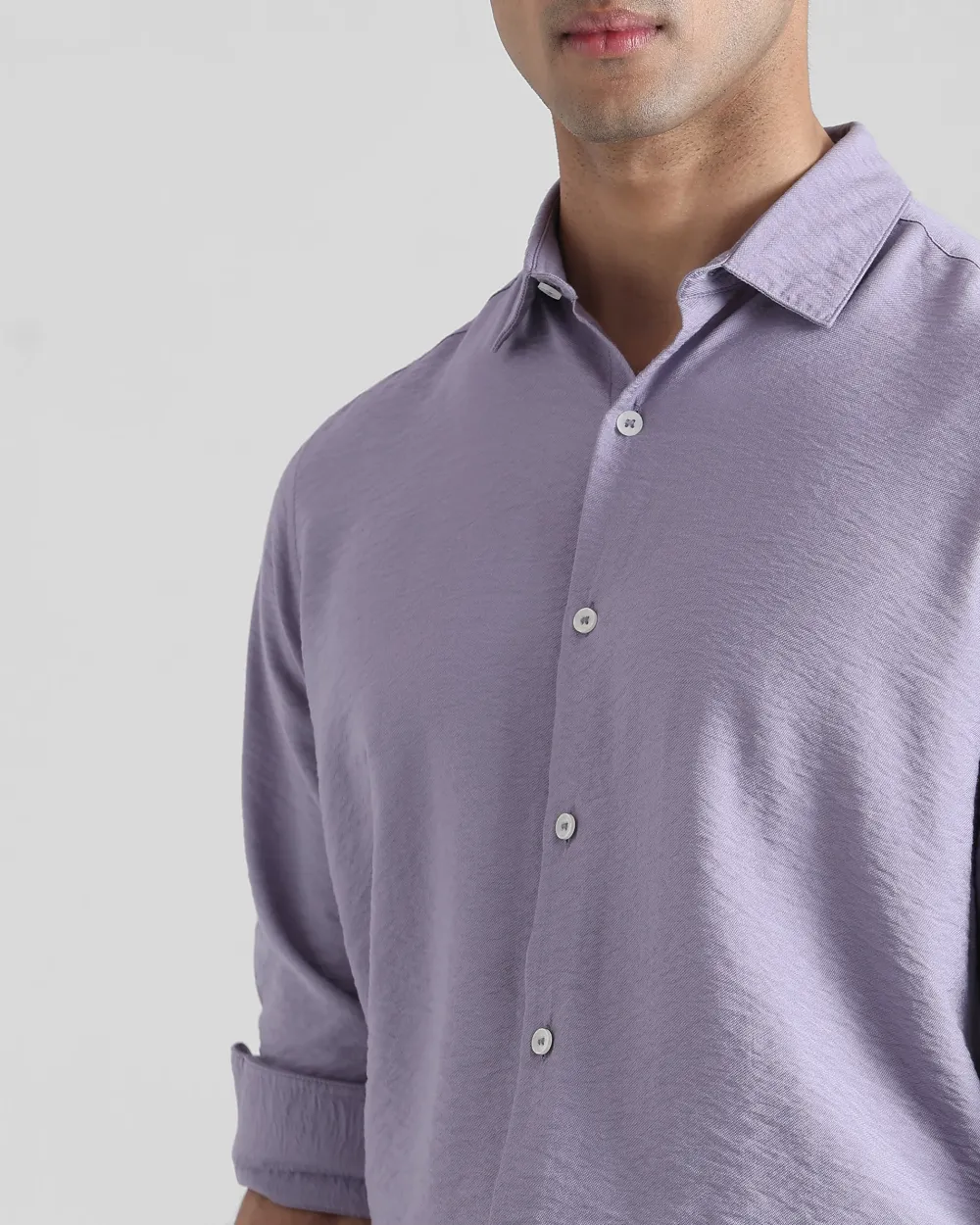 Leisure Simple Comfortable Slim-Fit Breathable Lilac Shirt