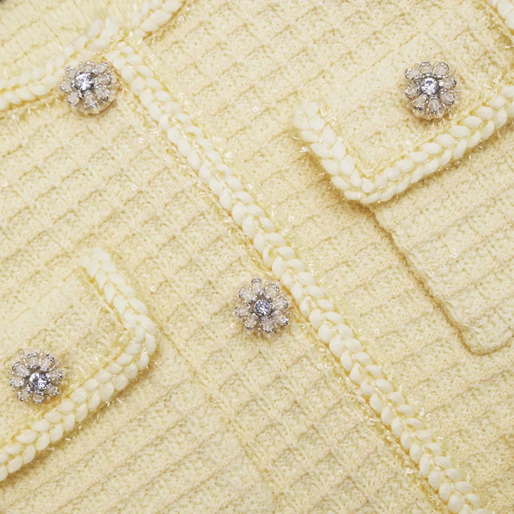 Yellow Textured Knit Jacket