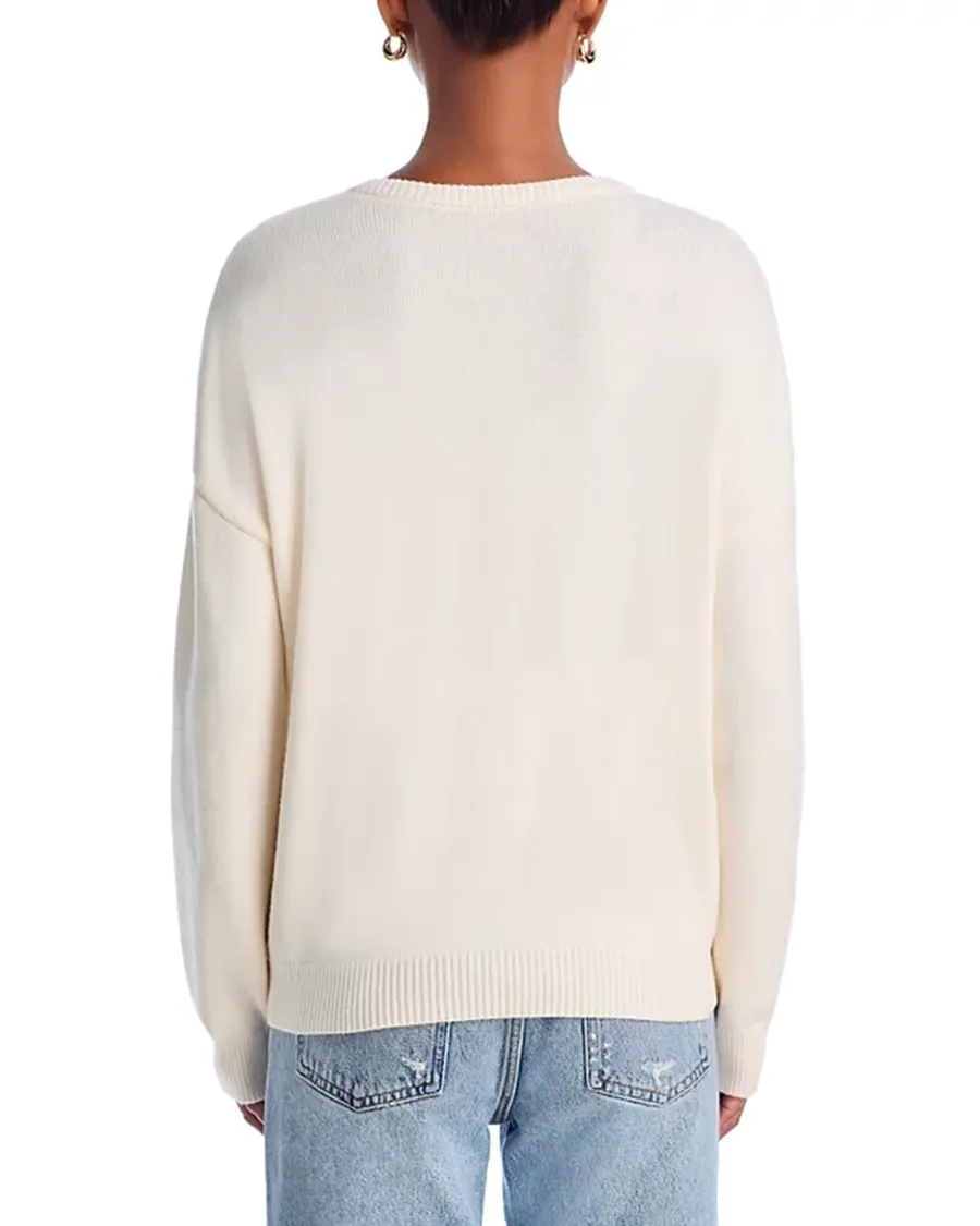 Crewneck Thread Heart Embroidery Sweater