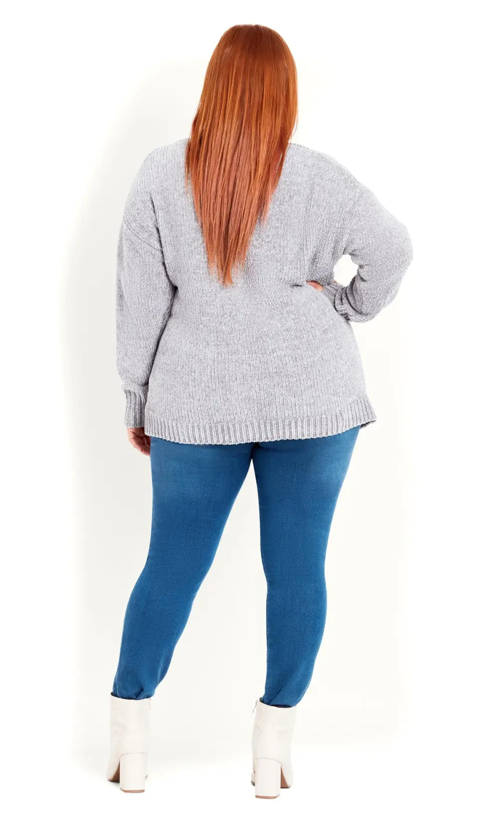 Evans Grey Chenille Cardigan