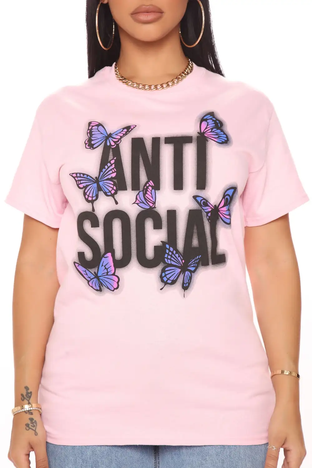 Remaining Anti Social Butterfly Top - Pink