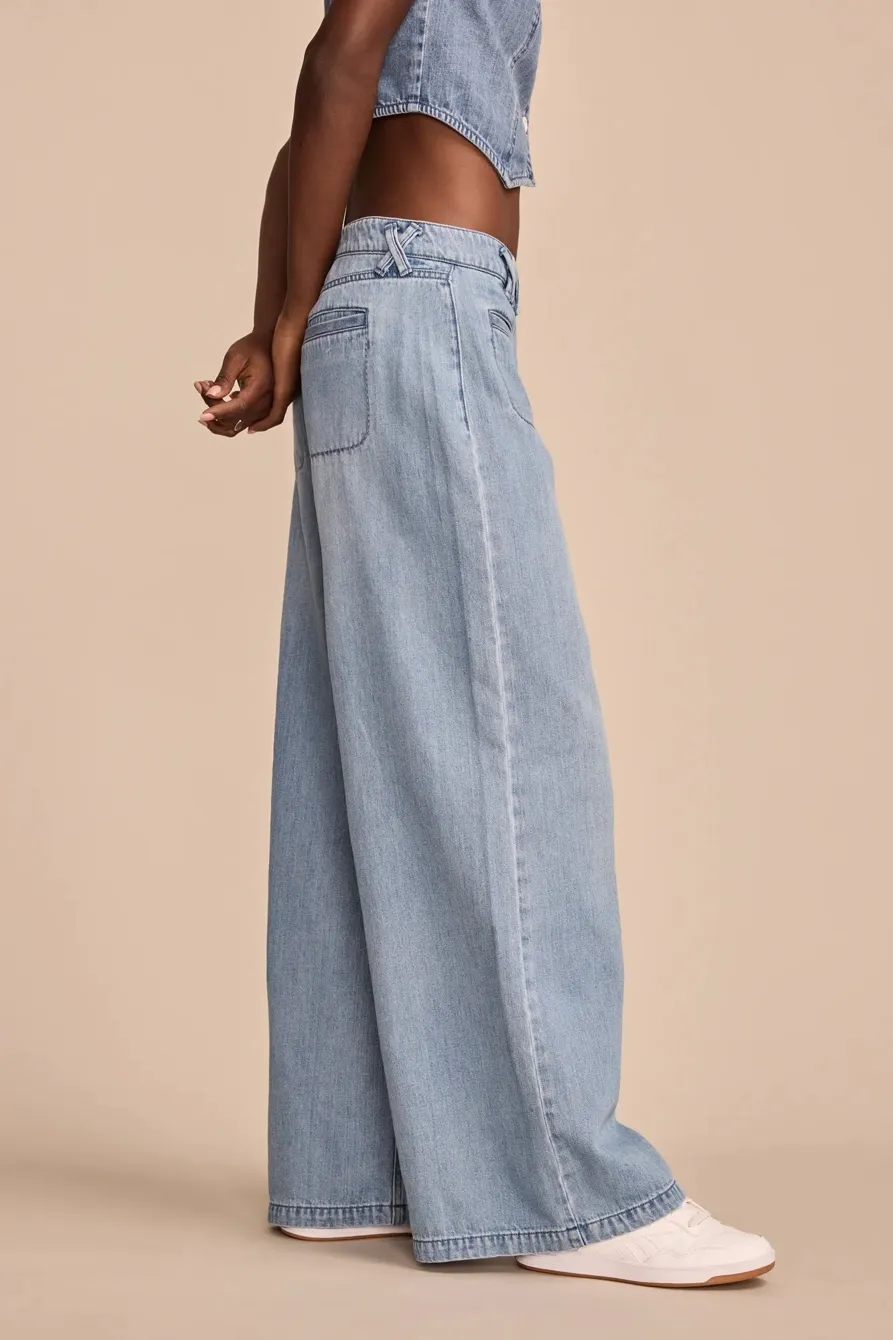 Light Wash Denim Flip Side Wash Palazzo