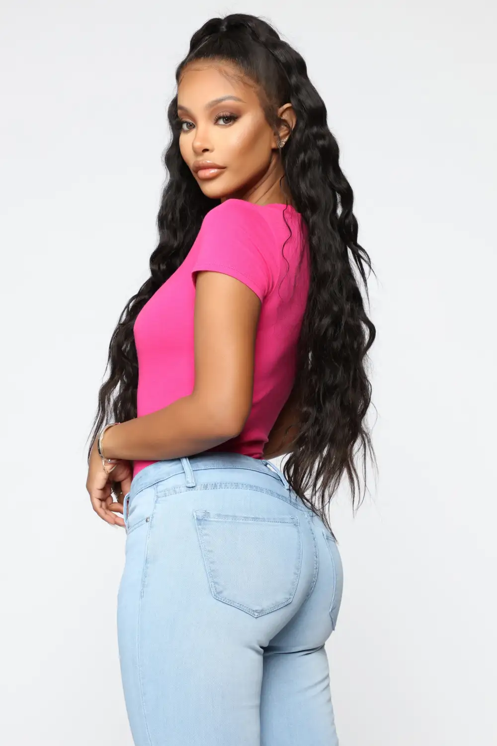 Carla Basic V Tee - Fuchsia