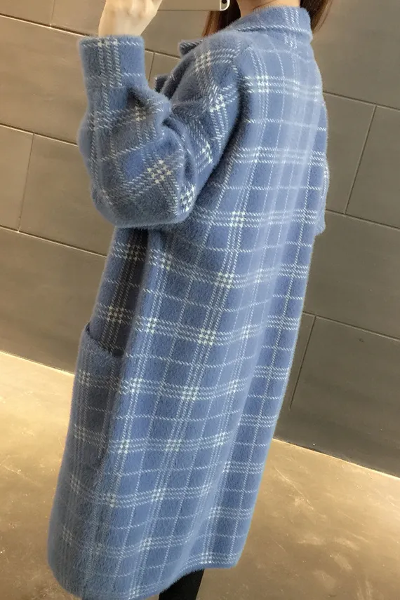 Oversized Faux Mink long lapel coat