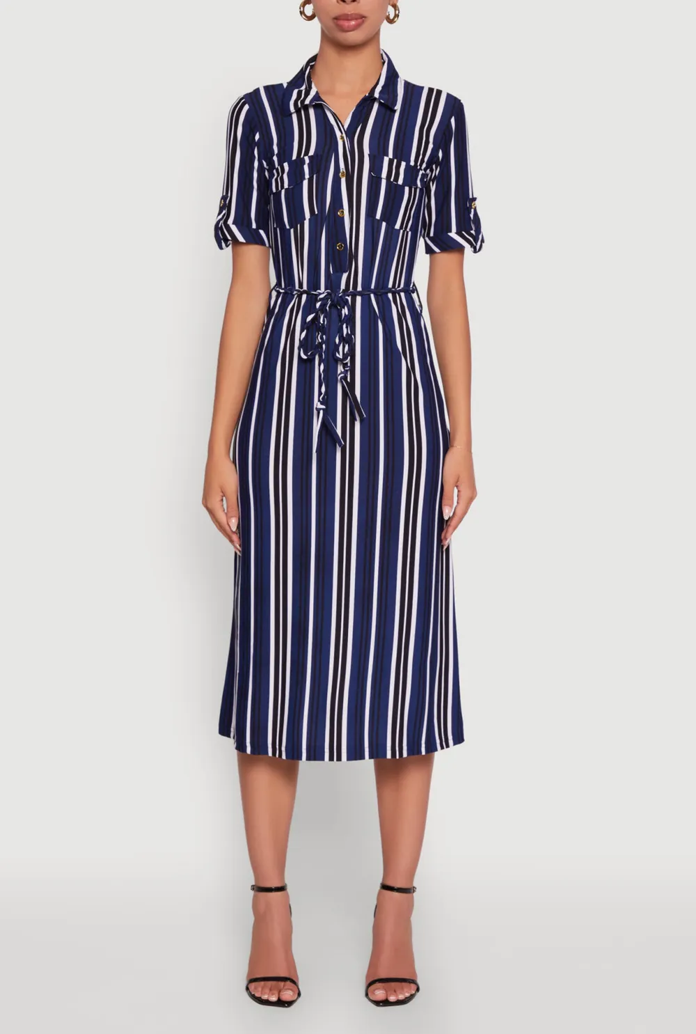 Striped Lace Up Dress