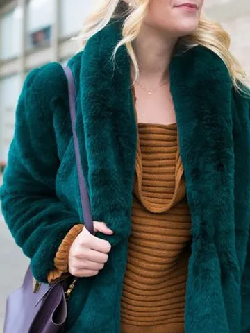 Casual Plain Long sleeve Loose Teddy Jacket