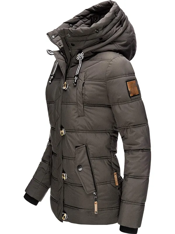 Ladies winter parka with detachable synthetic fur