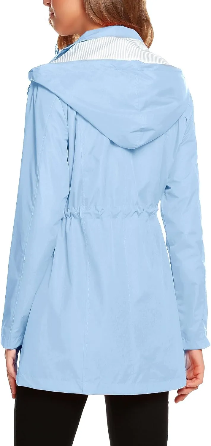 Womens Lightweight Hooded Waterproof Active Outdoor Rain Jacket S-XXL