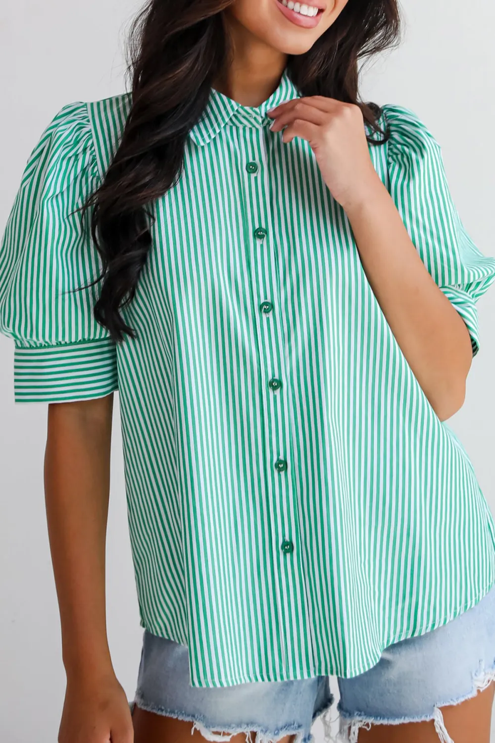 Authentic Sweetness Green Striped Blouse